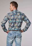 Roper Mens Long Sleeve Snap Distressed Tropical Print Western Shirt - Roper - Flyclothing LLC