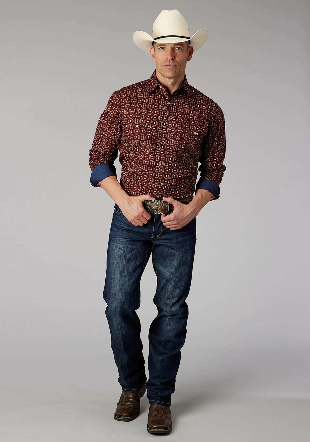 Roper Mens Long Sleeve Snap Ikat Arrows Western Shirt - Roper - Flyclothing LLC