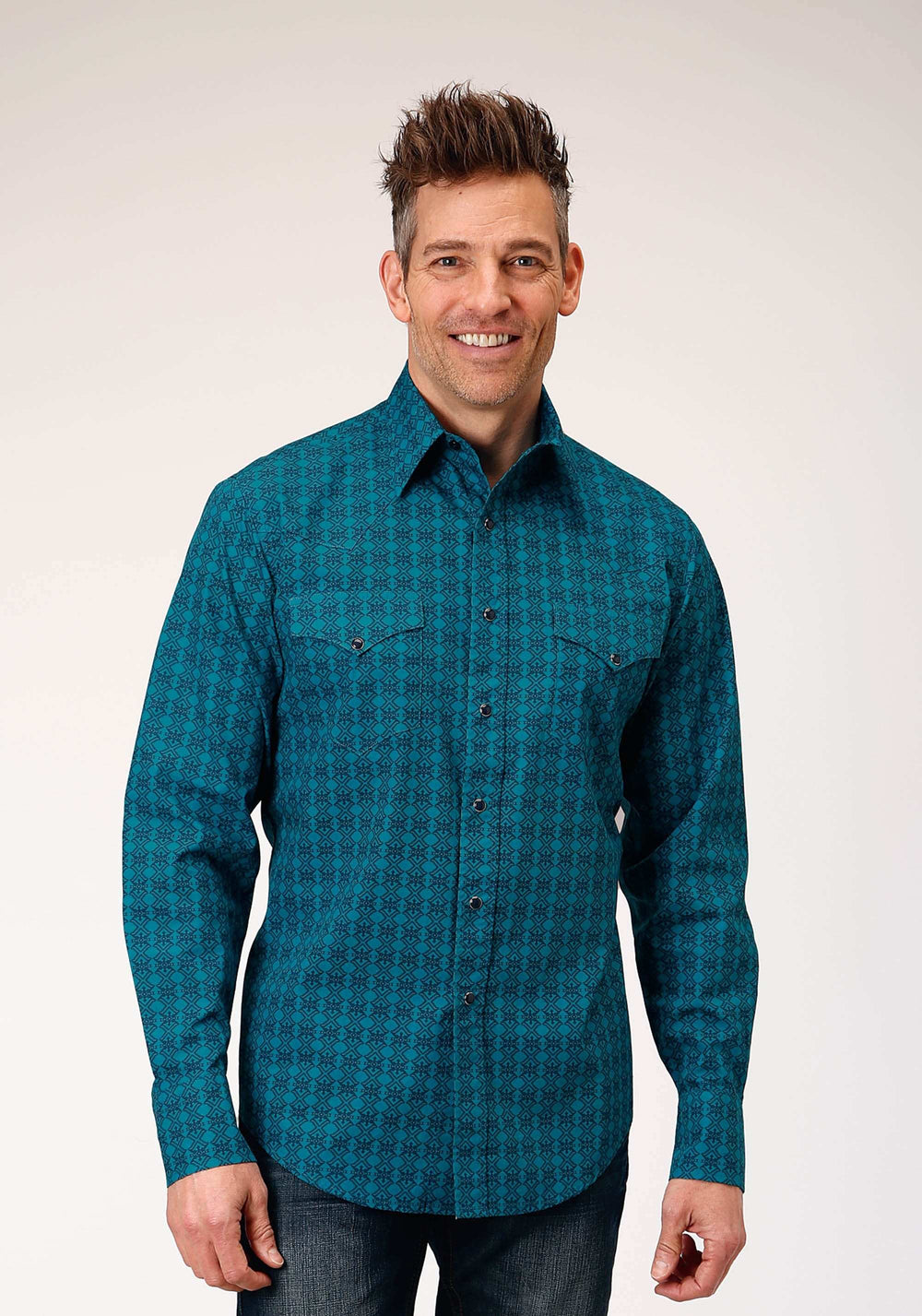 Roper Mens Long Sleeve Snap Tiles Print Western Shirt - Roper - Flyclothing LLC