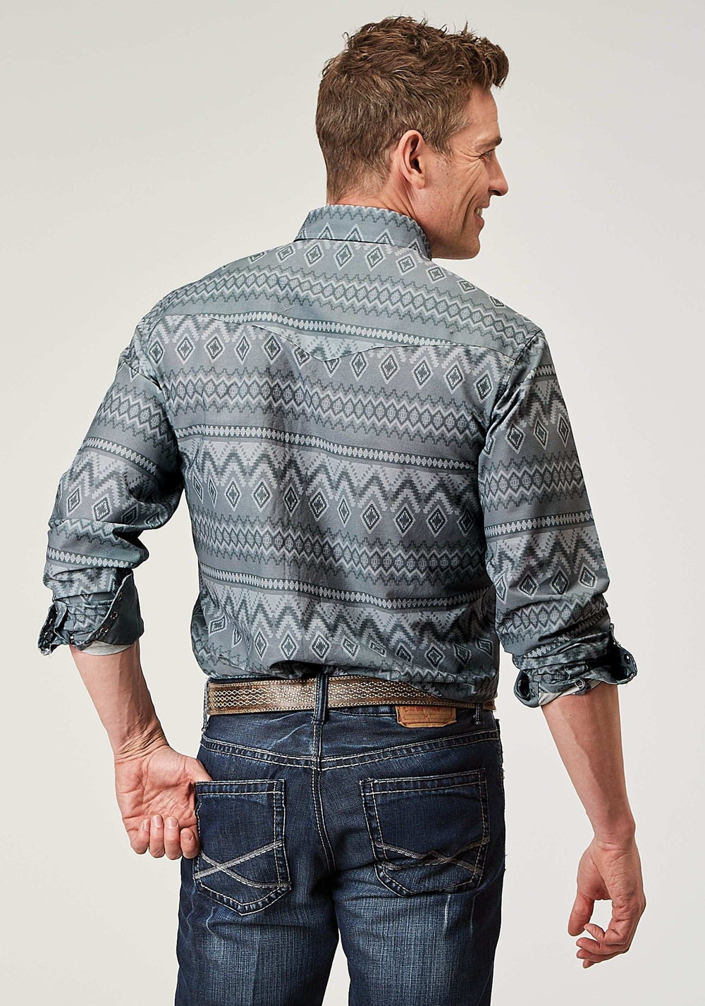 Roper Mens Long Sleeve Snap River Aztec Print Western Shirt - Roper - Flyclothing LLC