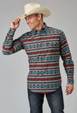 Roper Mens Long Sleeve Snap Aztec Stripe Print Western Shirt - Roper - Flyclothing LLC
