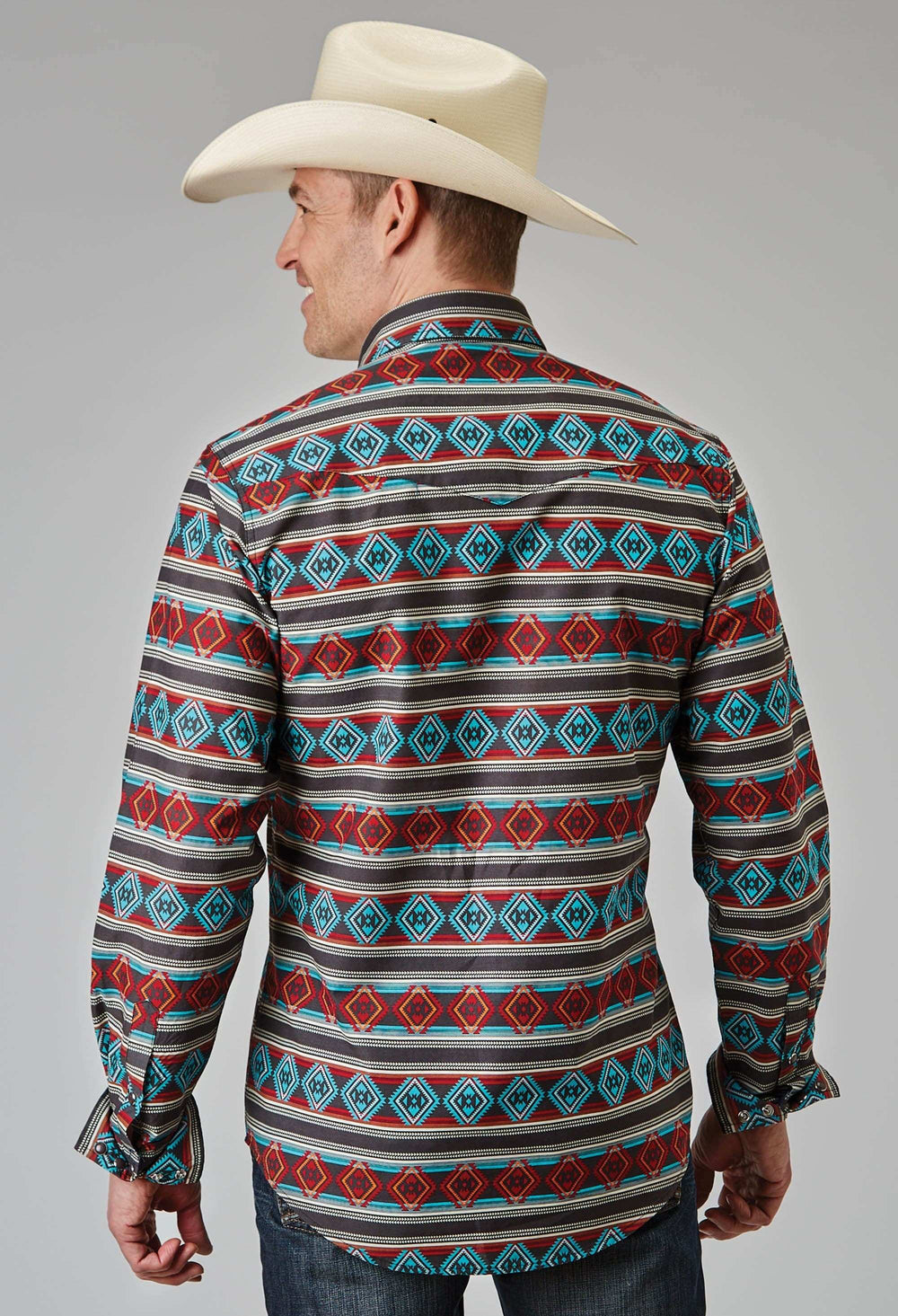 Roper Mens Long Sleeve Snap Aztec Stripe Print Western Shirt - Roper - Flyclothing LLC