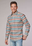 Roper Mens Long Sleeve Snap Distressed Aztec Print Western Shirt - Roper - Flyclothing LLC