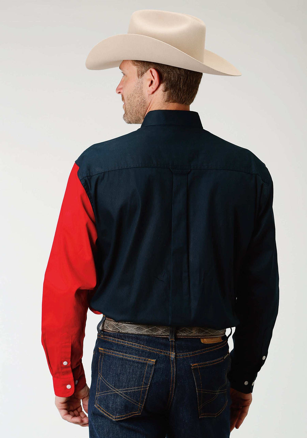 Roper Mens Red White And Blue Pieced Texas Flag Long Sleeve Western Snap Shirt - Roper - Flyclothing LLC