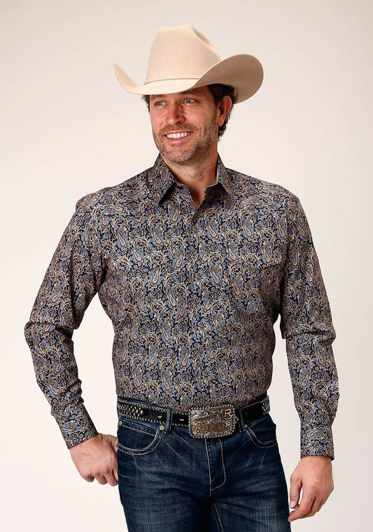Roper Mens Long Sleeve Snap Vintage Paisley Western Shirt - Roper - Flyclothing LLC