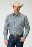 Roper Mens Long Sleeve Snap Delft Paisley Western Shirt - Roper - Flyclothing LLC