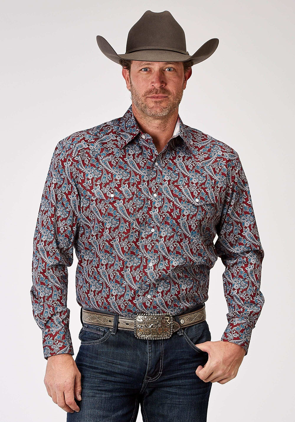 Roper Mens Long Sleeve Snap Red River Paisley Western Shirt - Roper - Flyclothing LLC