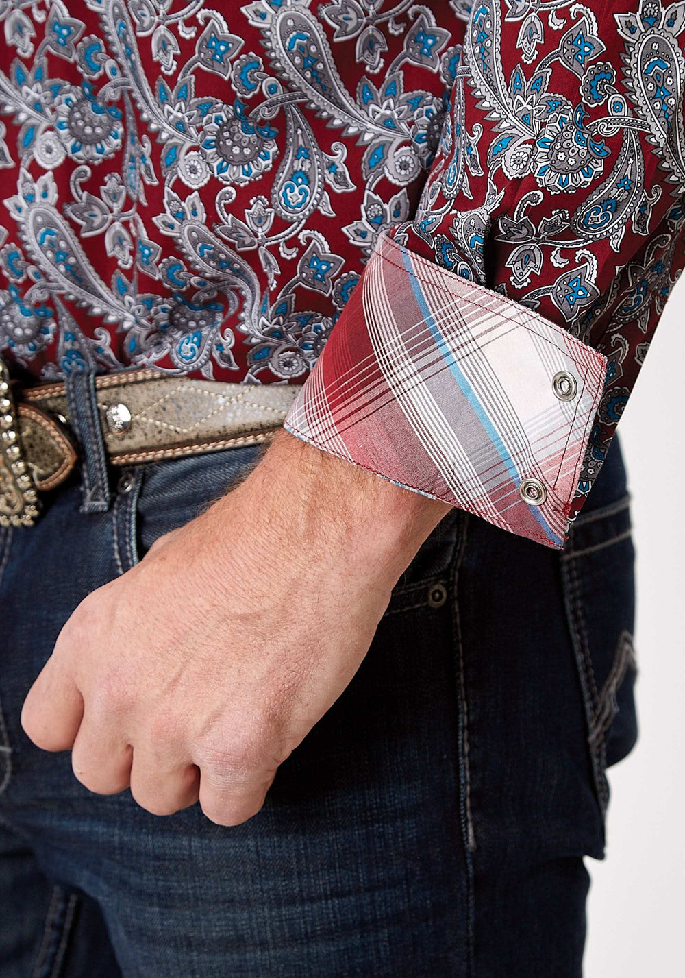 Roper Mens Long Sleeve Snap Red River Paisley Western Shirt - Roper - Flyclothing LLC