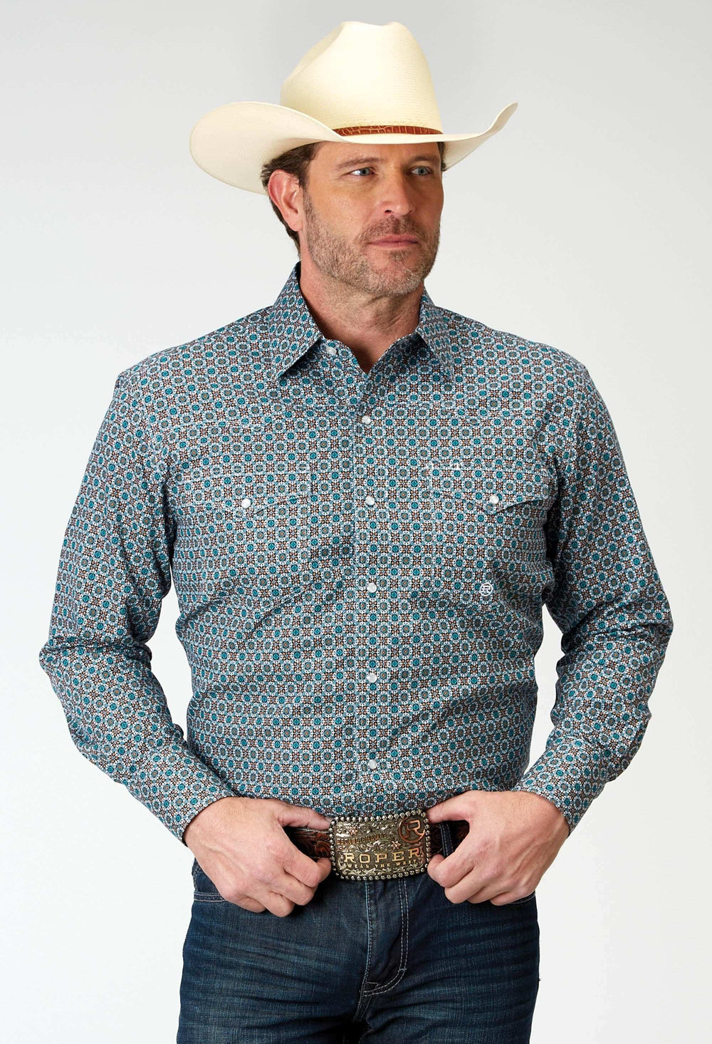 Roper Mens Long Sleeve Snap Frontier Foulard Western Shirt - Roper - Flyclothing LLC