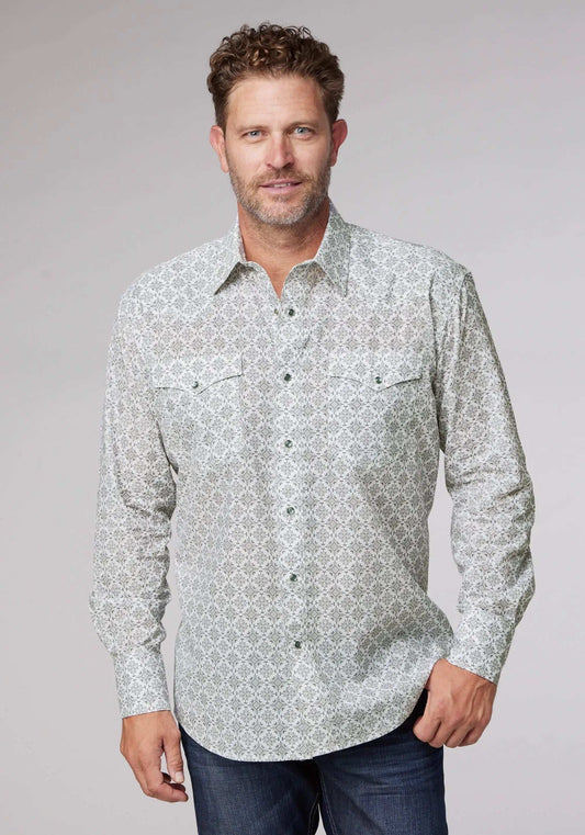 Roper Mens Long Sleeve Snap Silver Medallion Western Shirt - Roper - Flyclothing LLC