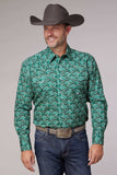 Roper Mens Long Sleeve Snap Jade Paisley Western Shirt - Roper - Flyclothing LLC