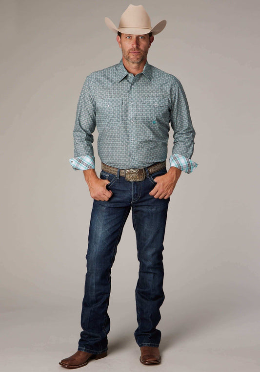 Roper Mens Long Sleeve Snap Silver Spring Foulard Western Shirt - Roper - Flyclothing LLC