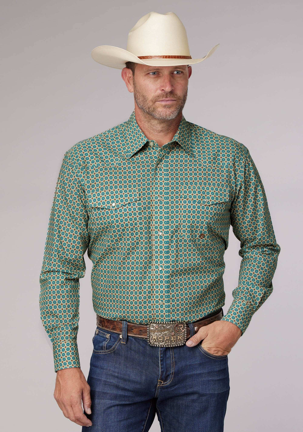 Roper Mens Long Sleeve Snap Sedona Foulard Print Western Shirt - Roper - Flyclothing LLC