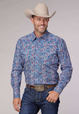 Roper Mens Long Sleeve Snap Blue River Paisley Western Shirt - Roper - Flyclothing LLC
