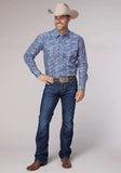 Roper Mens Long Sleeve Snap Blue River Paisley Western Shirt - Roper - Flyclothing LLC