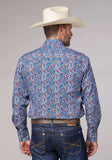 Roper Mens Long Sleeve Snap Blue River Paisley Western Shirt - Roper - Flyclothing LLC