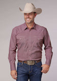 Roper Mens Long Sleeve Snap Stretch Neat Red Western Shirt - Roper - Flyclothing LLC