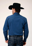 Roper Mens Long Sleeve Snap Black Fill Solid Blue Western Shirt - Roper - Flyclothing LLC