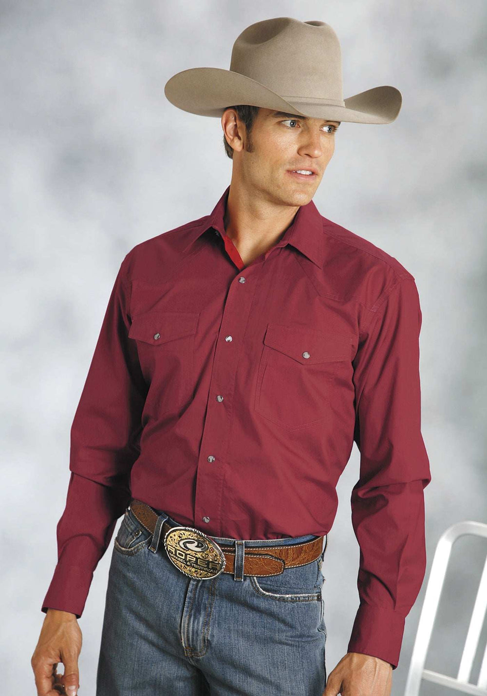 Roper Mens Burgundy Solid Long Sleeve Western Snap Shirt - Roper - Flyclothing LLC