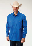 Roper Mens Blue Solid Long Sleeve Western Snap Shirt - Roper - Flyclothing LLC