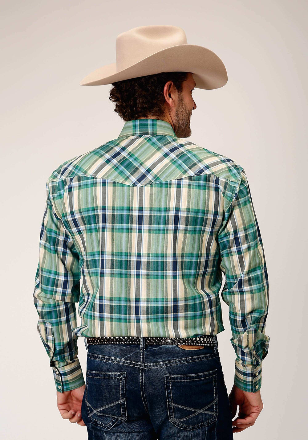 Roper Mens Long Sleeve Snap Ocean Plaid Western Shirt - Roper - Flyclothing LLC