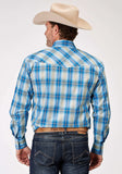 Roper Mens Long Sleeve Snap Chicory Ombre Plaid Western Shirt - Roper - Flyclothing LLC