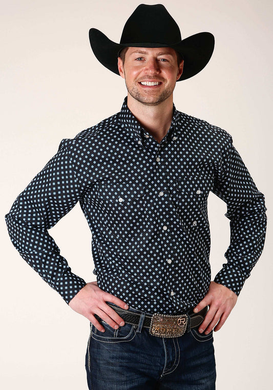 Roper Mens Long Sleeve Button New Star Foulard Western Shirt - Roper - Flyclothing LLC