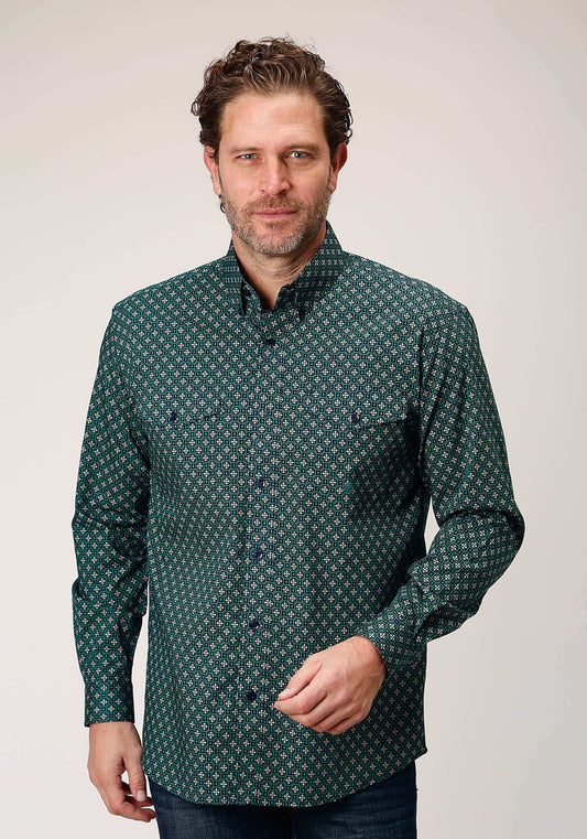 Roper Mens Long Sleeve Button Croshort Sleeve Walk Foulard Western Shirt - Roper - Flyclothing LLC