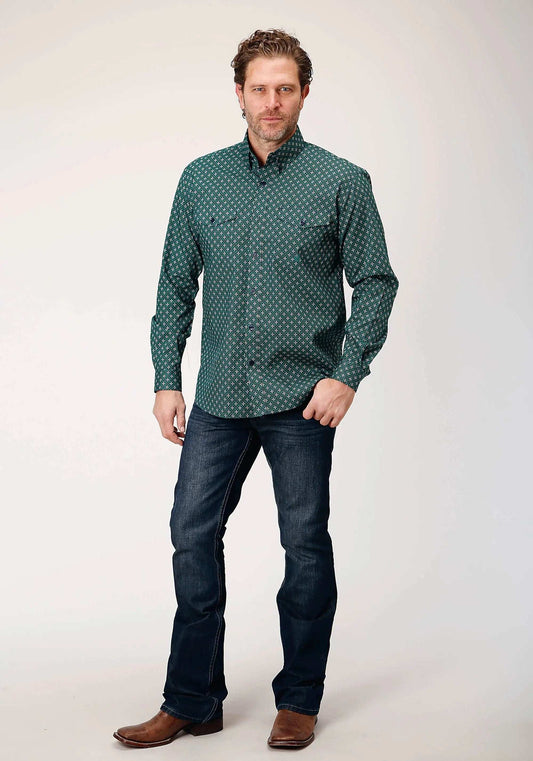 Roper Mens Long Sleeve Button Croshort Sleeve Walk Foulard Western Shirt - Roper - Flyclothing LLC
