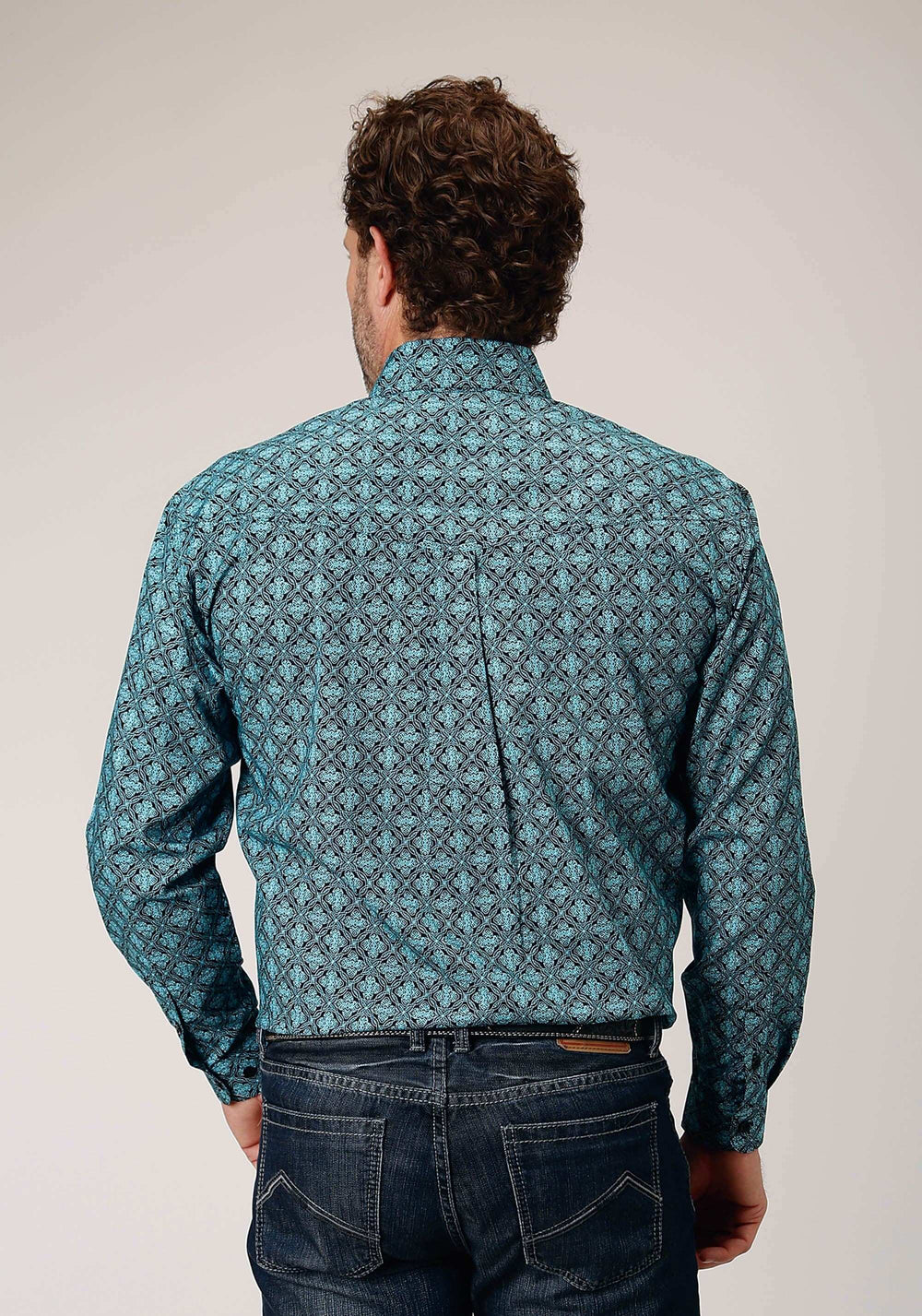 Roper Mens Long Sleeve Button Lattice Medallion Print Western Shirt - Roper - Flyclothing LLC