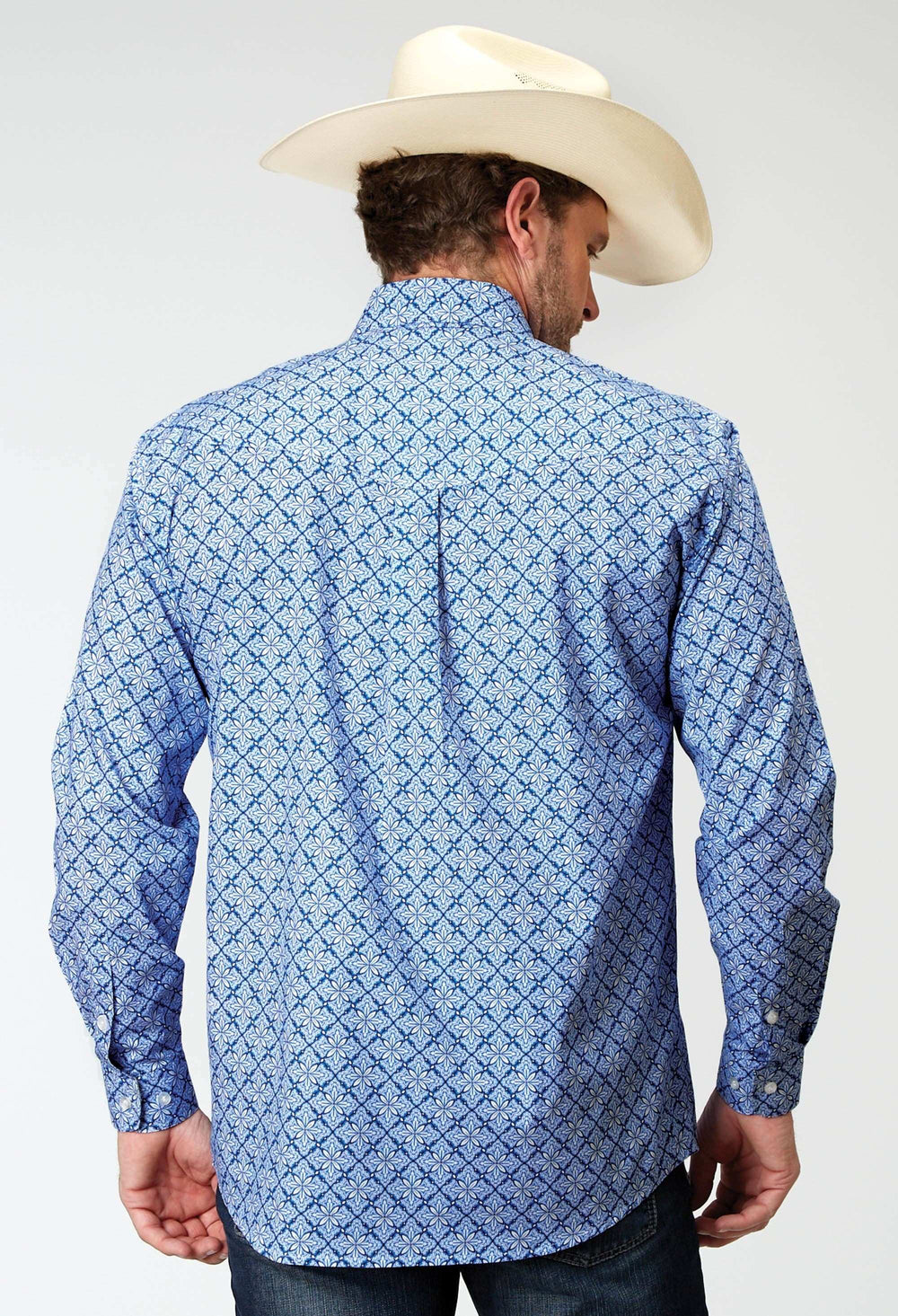 Roper Mens Long Sleeve Button Blue Skies Tie Print Western Shirt - Roper - Flyclothing LLC