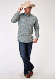 Roper Mens Long Sleeve Button Delft Paisley Western Shirt - Roper - Flyclothing LLC