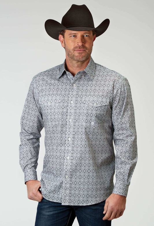 Roper Mens Long Sleeve Button Silver Medallion Western Shirt - Roper - Flyclothing LLC