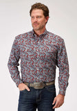 Roper Mens Long Sleeve Button Red River Paisley Western Shirt - Roper - Flyclothing LLC