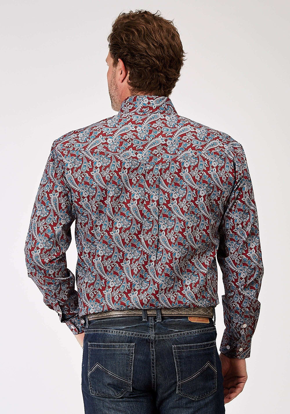Roper Mens Long Sleeve Button Red River Paisley Western Shirt - Roper - Flyclothing LLC