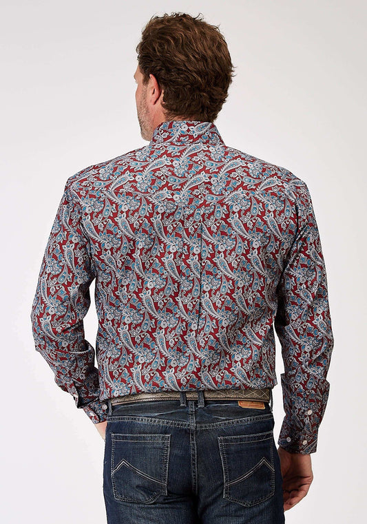 Roper Mens Long Sleeve Button Red River Paisley Western Shirt - Roper - Flyclothing LLC