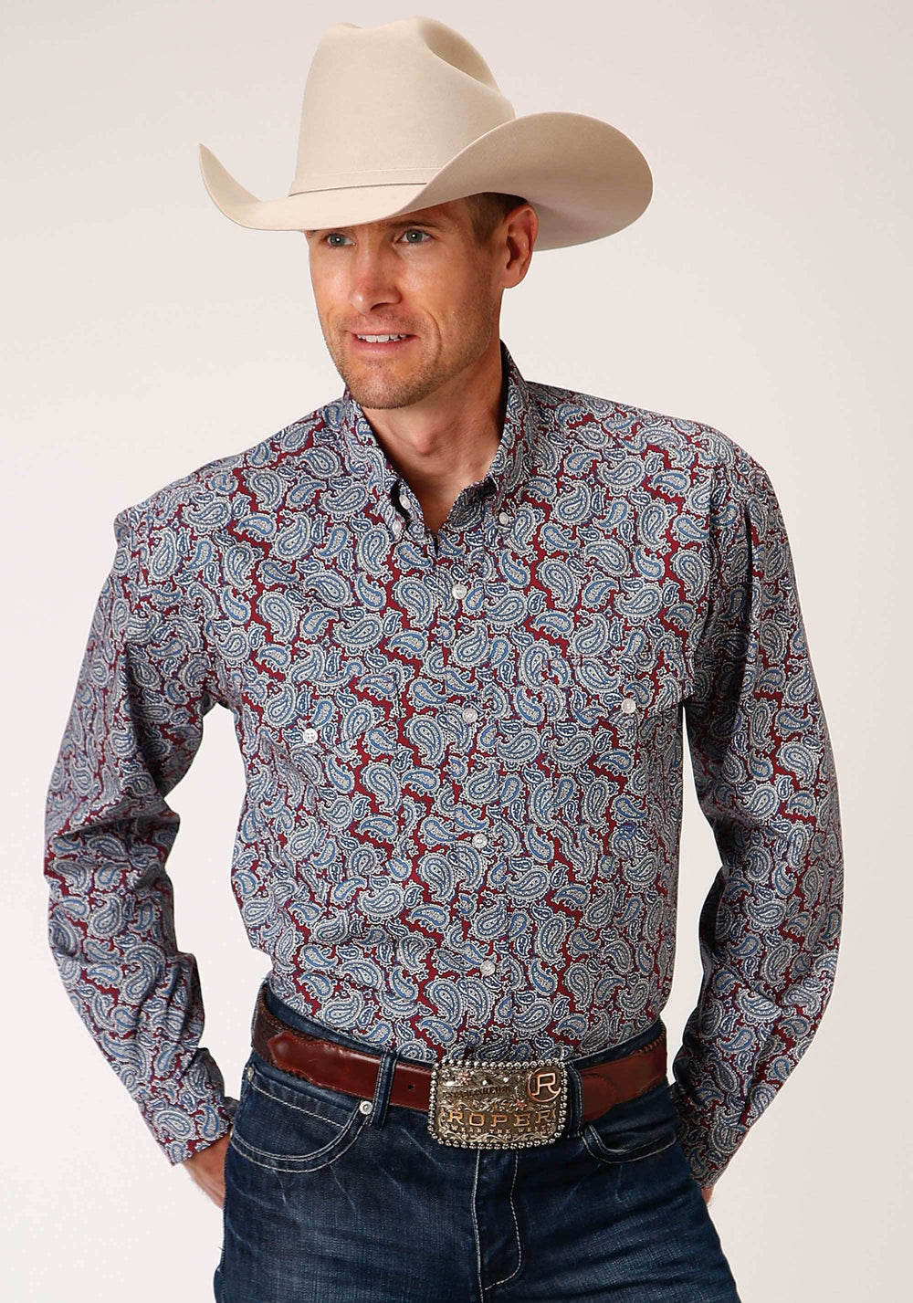 Roper Mens Long Sleeve Button Liberty Paisley Western Shirt - Roper - Flyclothing LLC