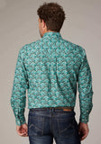 Roper Mens Long Sleeve Button Jade Paisley Western Shirt - Roper - Flyclothing LLC