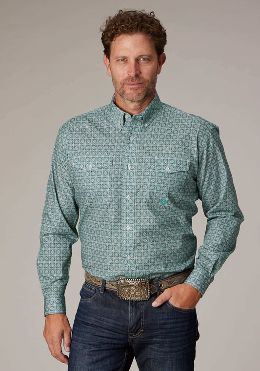 Roper Mens Long Sleeve Button Silver Spring Foulard Western Shirt - Roper - Flyclothing LLC