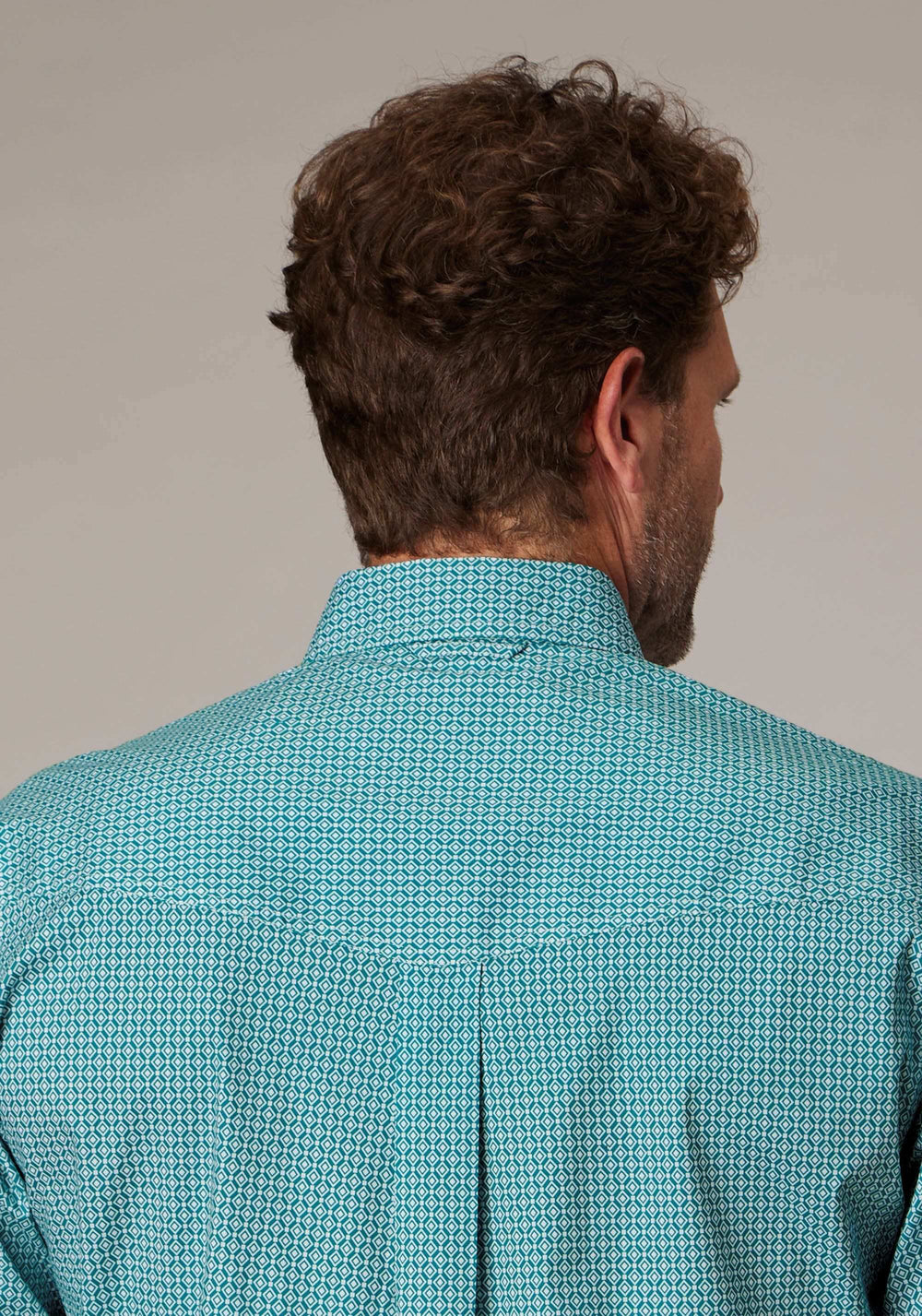 Roper Mens Long Sleeve Button Stretch Neat Teal Western Shirt - Roper - Flyclothing LLC