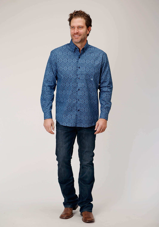 Roper Mens Long Sleeve Button Medallion Paisley Western Shirt - Roper - Flyclothing LLC