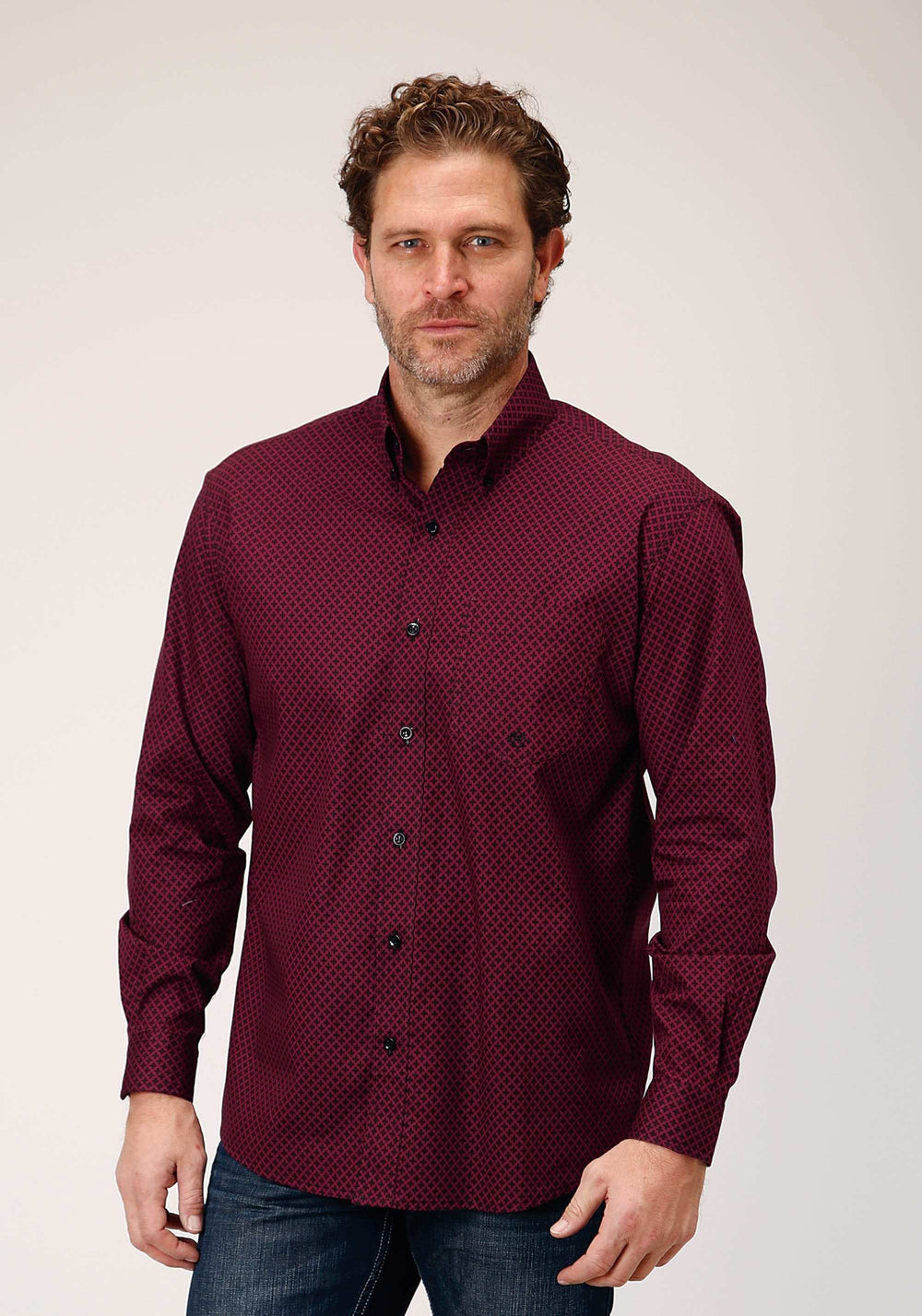 Roper Mens Long Sleeve Button Four Leaf Foulard Western Shirt - Roper - Flyclothing LLC