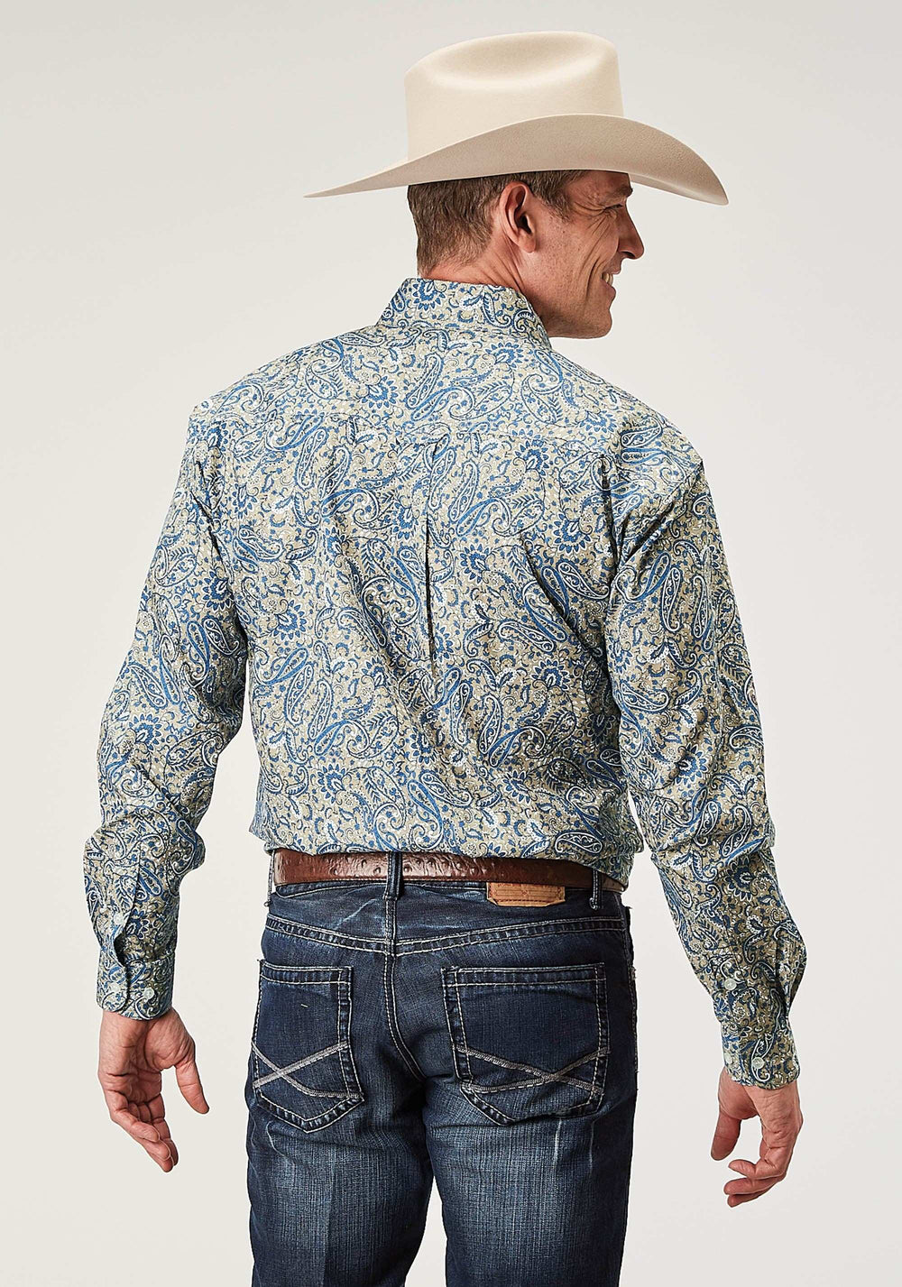 Roper Mens Long Sleeve Button Delft Paisley Western Shirt - Roper - Flyclothing LLC