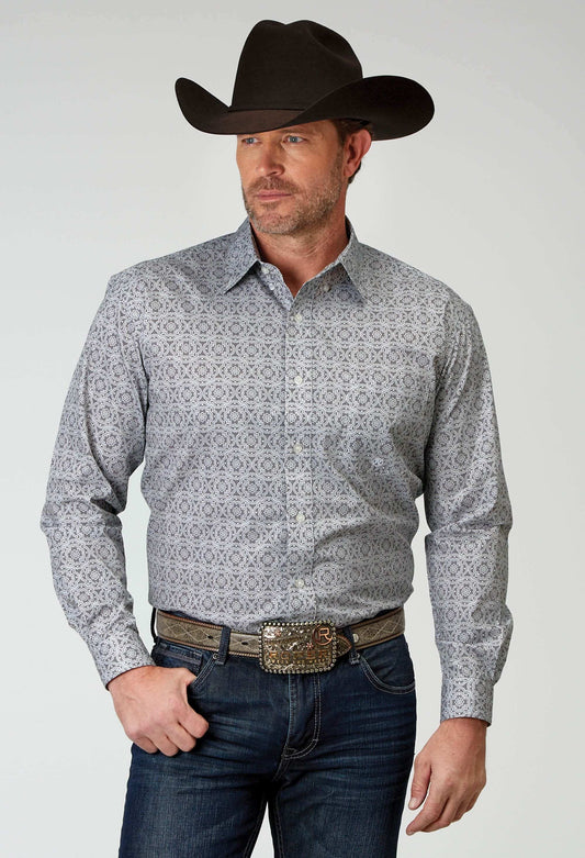 Roper Mens Long Sleeve Button Silver Medallion Western Shirt - Roper - Flyclothing LLC