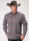 Roper Mens Long Sleeve Button Red River Paisley Western Shirt - Roper - Flyclothing LLC
