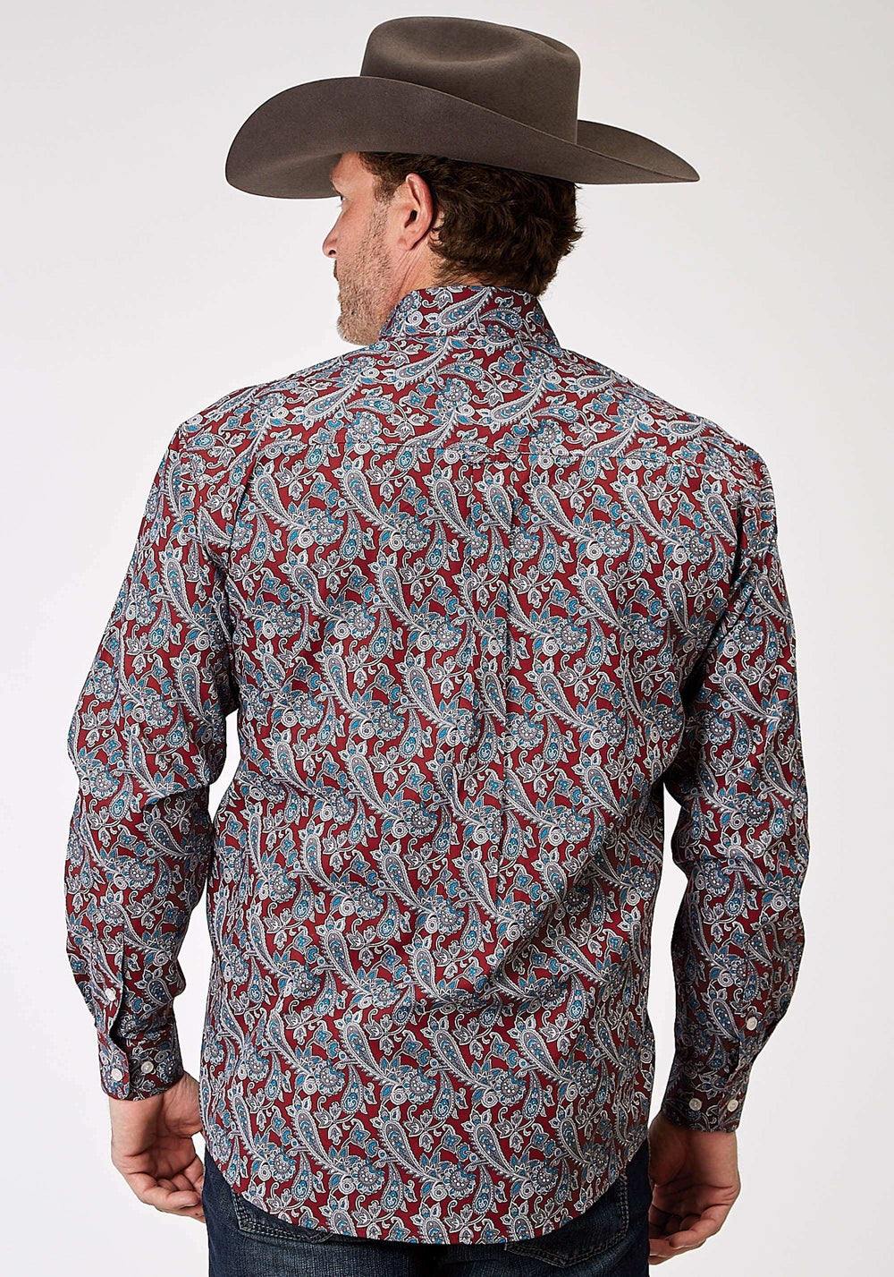 Roper Mens Long Sleeve Button Red River Paisley Western Shirt - Roper - Flyclothing LLC