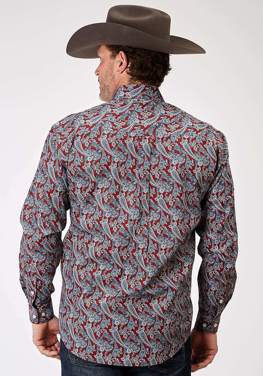 Roper Mens Long Sleeve Button Red River Paisley Western Shirt - Roper - Flyclothing LLC