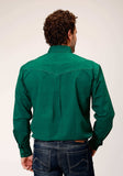 Roper Mens Long Sleeve Button Black Fill Solid Green Western Shirt - Roper - Flyclothing LLC