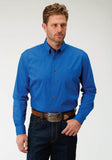 Roper Mens Royal Blue Solid Long Sleeve Western Button Shirt