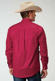 Roper Mens Long Sleeve Button Solid Poplin Stretch Red Western Shirt - Roper - Flyclothing LLC